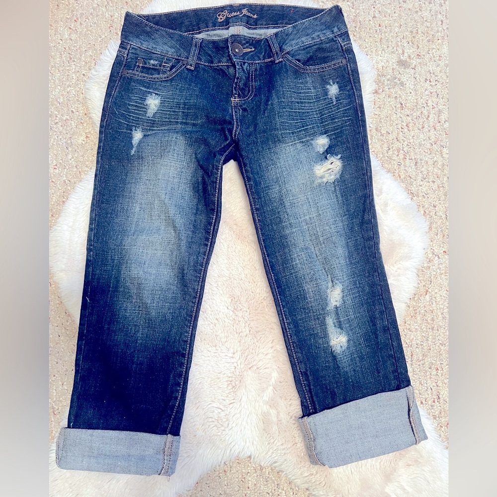 Guess Destroyed Denim Crop Jeans